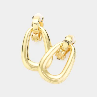 Fashnzfab Cut Out Metal Teardrop Clip On Earrings In Gold