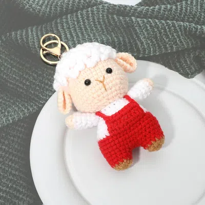Fashnzfab Cute Crochet Sheep Keychain Bag Charm In Red