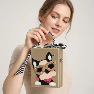 Fashnzfab Cute Dog Box Purse Crossbody Bag In Brown