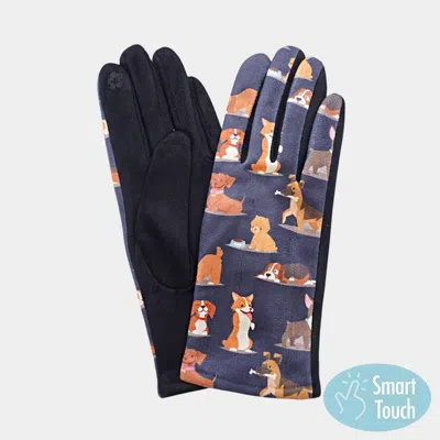 Fashnzfab Cute Puppy Pattern Printed Smart Touch Gloves In Multi