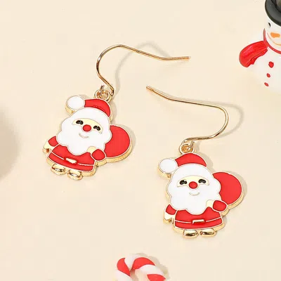Fashnzfab Cute Santa Claus Dangle Earrings In Gold