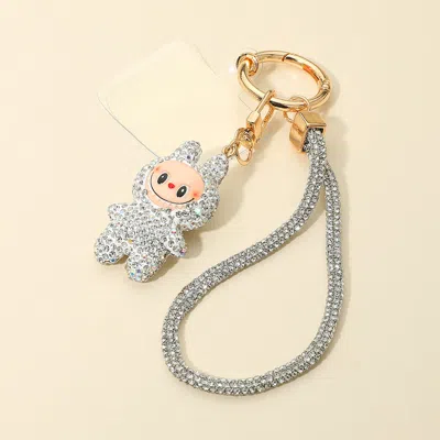 Fashnzfab Cute Sparkling Doll Rhinestone Phone Strap / Keychain / Bag Charm In Silver