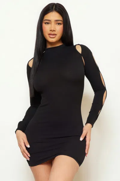 Fashnzfab Cutout Around Shoulder Mini Dress In Black
