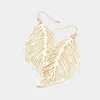 Fashnzfab Cutout Brass Metal Leaf Dangle Earrings - Gold In Gold