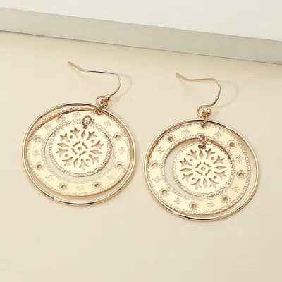 Fashnzfab Cutout Medallion Drop Earrings In Gold