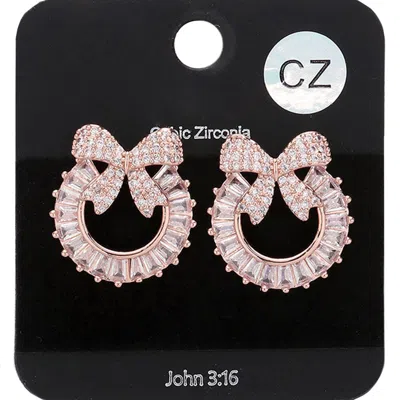 Fashnzfab Cz Bow Accented Stud Earrings In Multi