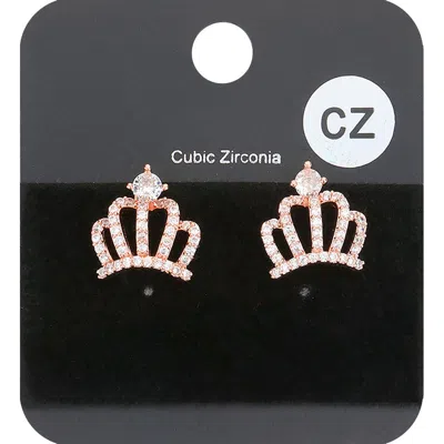 Fashnzfab Cz Embellished Crown Stud Evening Earrings In Multi