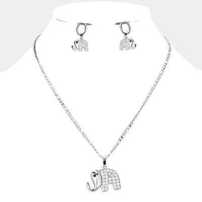 Fashnzfab Cz Embellished Elephant Pendant Necklace In Multi