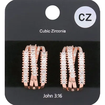 Fashnzfab Cz Embellished Half Hoop Evening Earrings In Gold