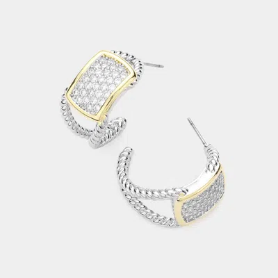 Fashnzfab Cz Embellished Hoop Earrings In Multi