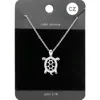 Fashnzfab Cz Embellished Metal Turtle Pendant Necklace In Metallic