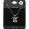 Fashnzfab Cz Embellished Metal Turtle Pendant Necklace In Multi