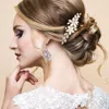 Fashnzfab Cz Floral Stone Cluster Embellished Hair Comb In Metallic