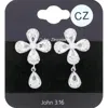 Fashnzfab Cz Flower Pointed Teardrop Stone Dangle Evening Earrings In Multi