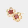 Fashnzfab Cz Flower Stud Earrings In Multi