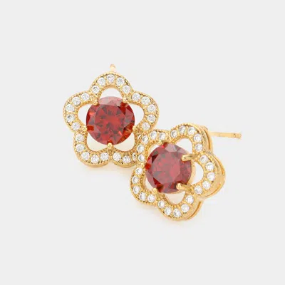 Fashnzfab Cz Flower Stud Earrings In Multi
