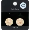 Fashnzfab Cz Flower Stud Evening Earrings - Gold, Lt Col Topaz In Gold