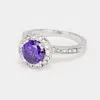Fashnzfab Cz Halo Ring 12mm - Rhodium, Violet In Metallic