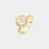 Fashnzfab Cz Halo Ring In Gold