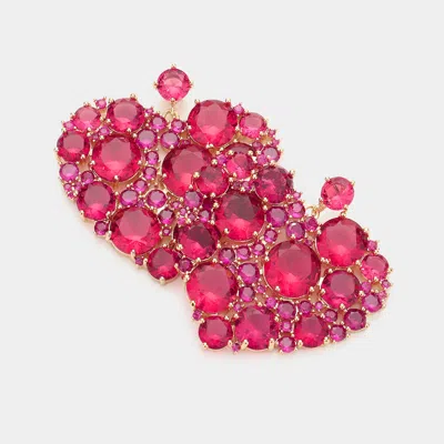 Fashnzfab Cz Heart Dangle Evening Earrings In Multi