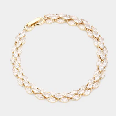 Fashnzfab Cz Marquise Cluster Evening Bracelet Gold