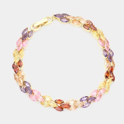 Fashnzfab Cz Marquise Cluster Evening Bracelet Gold, Multi