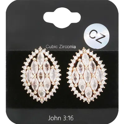 Fashnzfab Cz Marquise Cluster Stud Evening Earrings - Gold In Silver