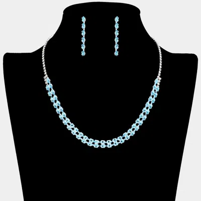 Fashnzfab Cz Marquise Rhinestone Paved Necklace In Blue