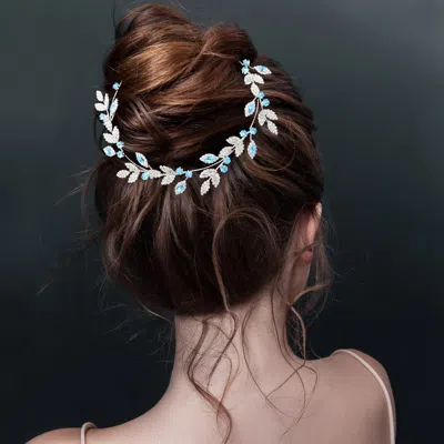 Fashnzfab Cz Marquise Round Stone Cluster Leaf Vine Wrap Headpiece In Multi