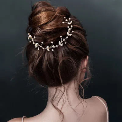 Fashnzfab Cz Marquise Round Stone Cluster Vine Wrap Headpiece In Brown
