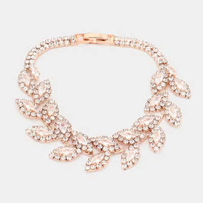 Fashnzfab Cz Marquise Stone Accented Evening Bracelet Clear, Rose Gold