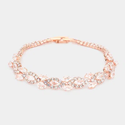 Fashnzfab Cz Marquise Stone Accented Evening Bracelet Rose Gold In Multi