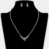 Fashnzfab Cz Marquise Stone Cluster Pendant Pointed Rhinestone Paved Necklace In Silver