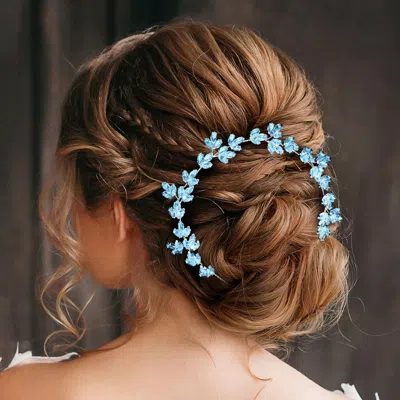 Fashnzfab Cz Marquise Stone Cluster Vine Wrap Headpiece In Gold