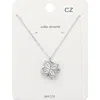 Fashnzfab Cz Marquise Stone Embellished Spinning Clover Pendant Necklace In Multi
