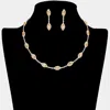 Fashnzfab Cz Marquise Stone Pointed Rhinestone Paved Station Necklace In Metallic