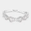 Fashnzfab Cz Marquise Teardrop Stone Accented Evening Bracelet Silver In Silver