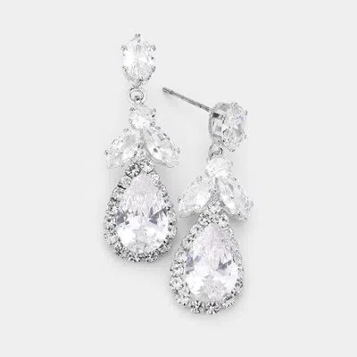 Fashnzfab Cz Multi Stone Dangle Evening Earrings In Silver
