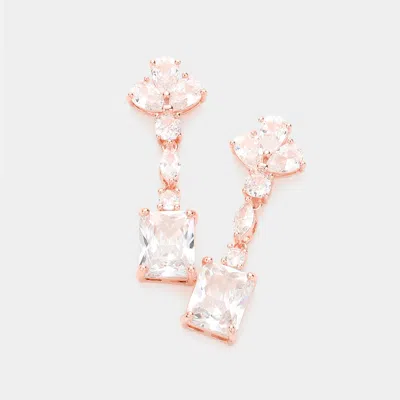 Fashnzfab Cz Multi Stone Link Dangle Evening Earrings In Silver