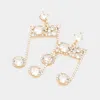Fashnzfab Cz Music Notes Dangle Evening Earrings - Gold In Gold