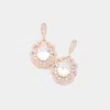 Fashnzfab Cz Oval Accented Dangle Evening Earrings - Rose Gold In Gold