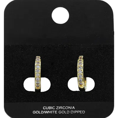 Fashnzfab Cz Pave Mini Open Hoop Earrings In Gold