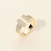 Fashnzfab Cz Pave Open Geometric Statement Ring In Silver
