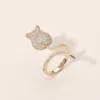Fashnzfab Cz Pave Tulip Wrap Ring In Silver