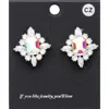 Fashnzfab Cz Rectangle Stone Cluster Pointed Evening Stud Earrings - Ab, Silver In White