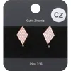 Fashnzfab Cz Rhombus Stud Evening Earrings - Rose Gold In Gold