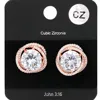Fashnzfab Cz Round Accented Stud Evening Earrings In Multi