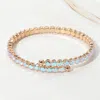 Fashnzfab Cz Round Cluster Evening Bracelet Ab, Gold In Multi