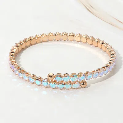 Fashnzfab Cz Round Cluster Evening Bracelet Ab, Gold In Multi