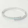 Fashnzfab Cz Round Cluster Evening Bracelet Ab, Silver In Multi